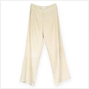 Soft Surroundings Ivory Beige Patterned 100% Linen Summer Pants NWT NEW 4 Missy